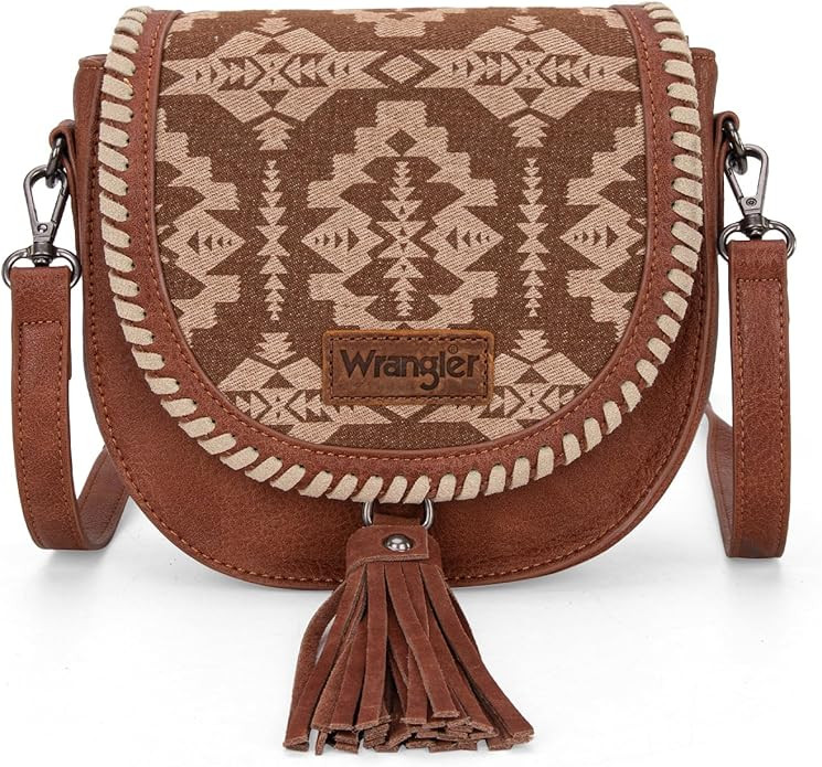 Wrangler Saddle Bag Purses for Women Small Crossbody Satchal Bag Embossed Braid Handbags | Amazon (US)