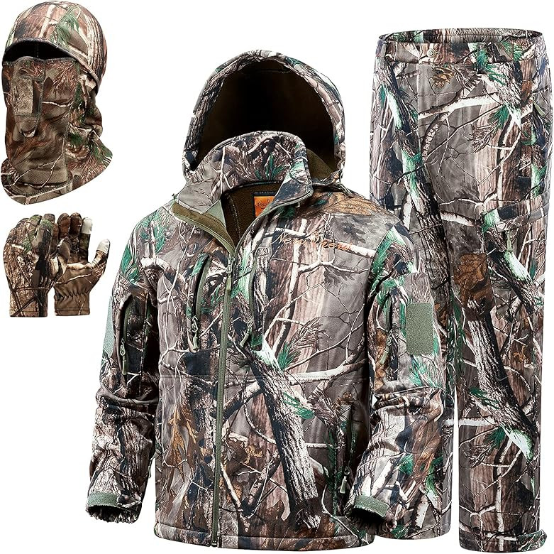 NEW VIEW Hunting Clothes for Men,Silent Water Resistant Hunting Duck Deer Hunting Jacket and Pants | Amazon (US)