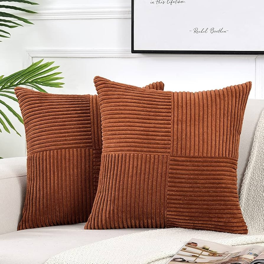 Fancy Homi 2 Packs Rust Boho Decorative Throw Pillow Covers 18x18 Inch for Living Room Couch Bed,... | Amazon (US)
