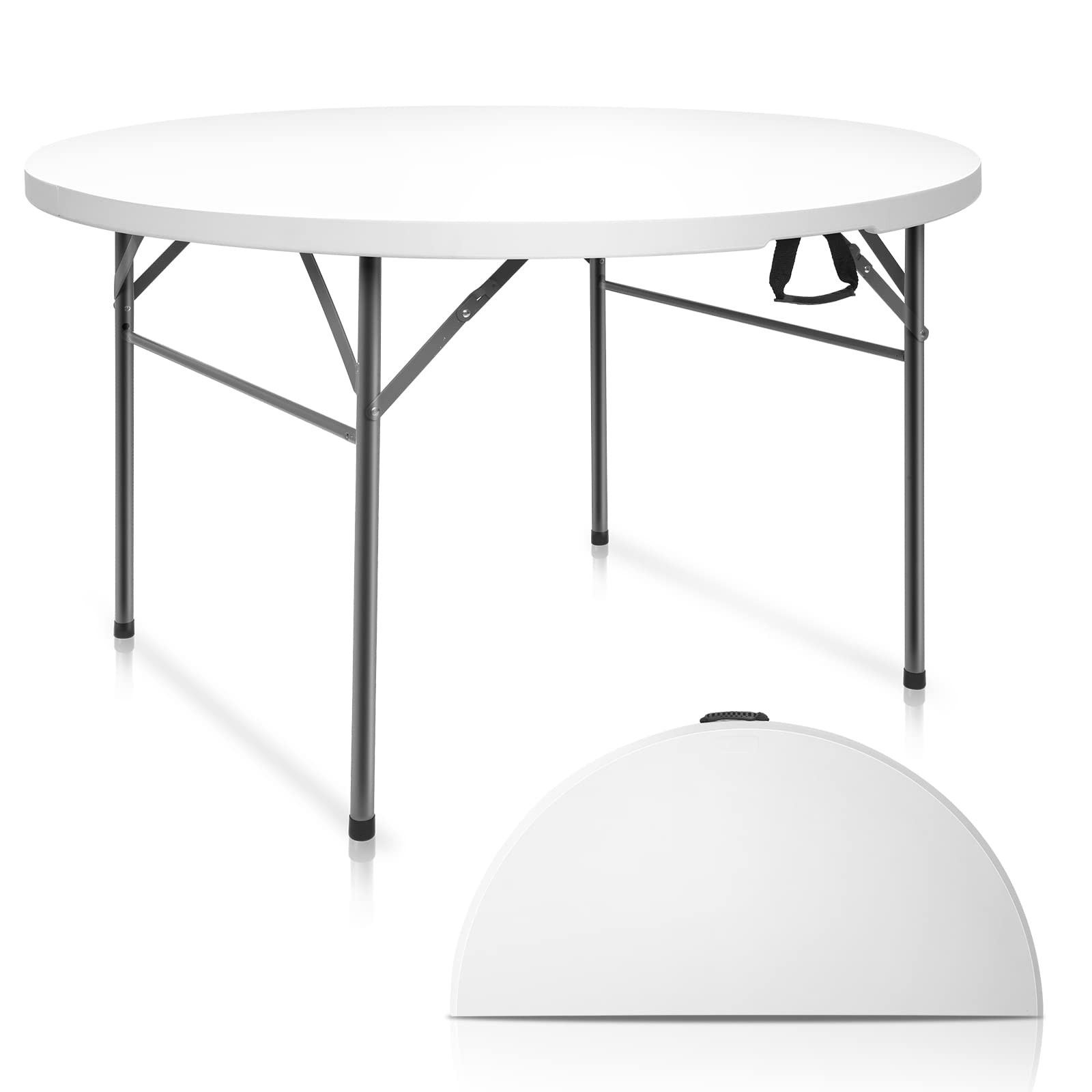 VINGLI White 48" Round Bi-Folding Commercial Table, 4 Feet Portable Plastic Dining Card Table for... | Amazon (US)