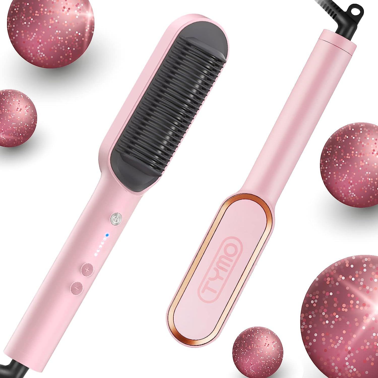 TYMO Ring Pink Hair Straightener Brush – Hair Straightening Iron with Built-in Comb, 20s Fast H... | Amazon (US)