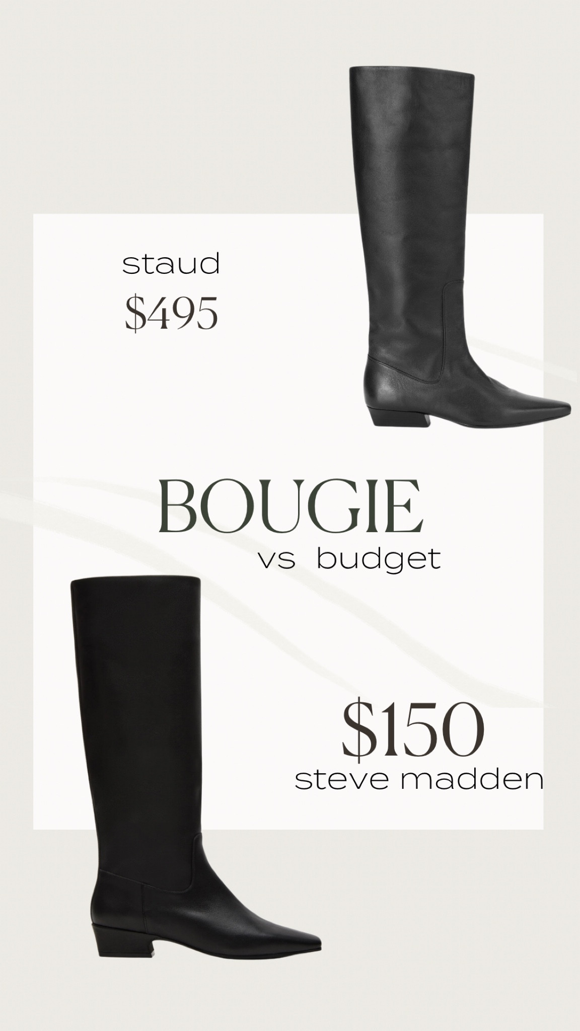 Obsessed with these Staud boots for fall - slightly western inspired but very classic and elevated. Found an almost identical shape and style form Steve Madden for way less!