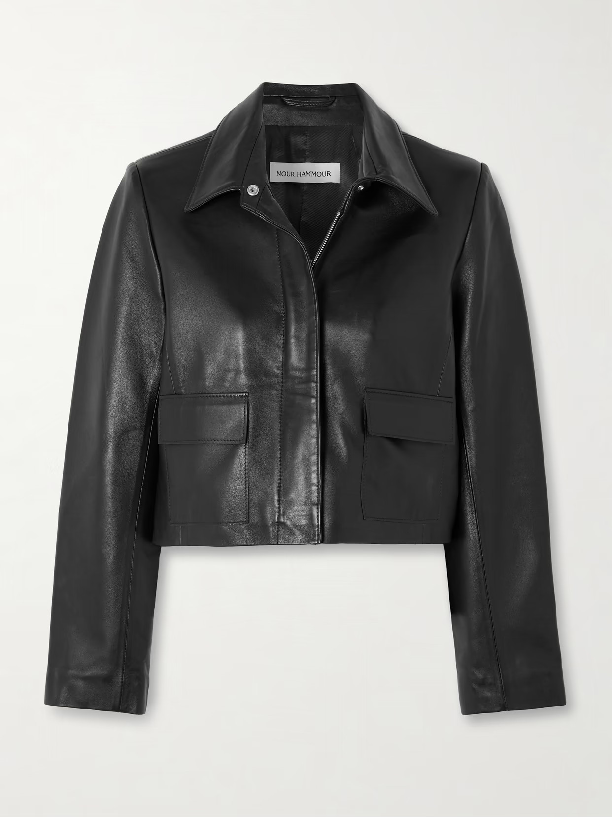 Nour Hammour - Bleeker Cropped Paneled Leather Jacket - Black - FR 36 | NET-A-PORTER APAC