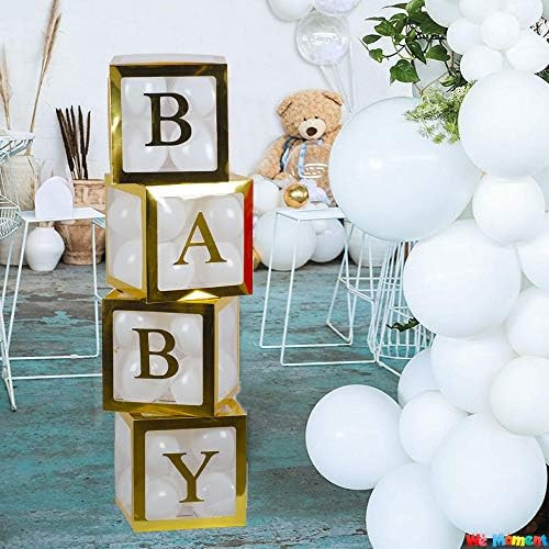 Baby Shower Decorations Transparent Balloon Boxes with Letter,Clear Balloon Décor blocks,Gold,Pa... | Amazon (US)