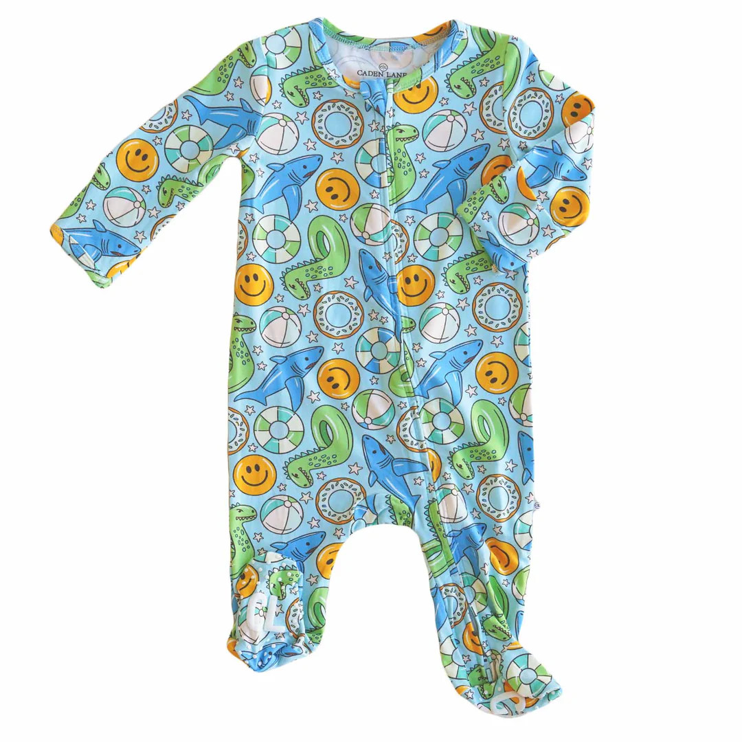 Floatie Friends Zipper Footie | Blue | Caden Lane