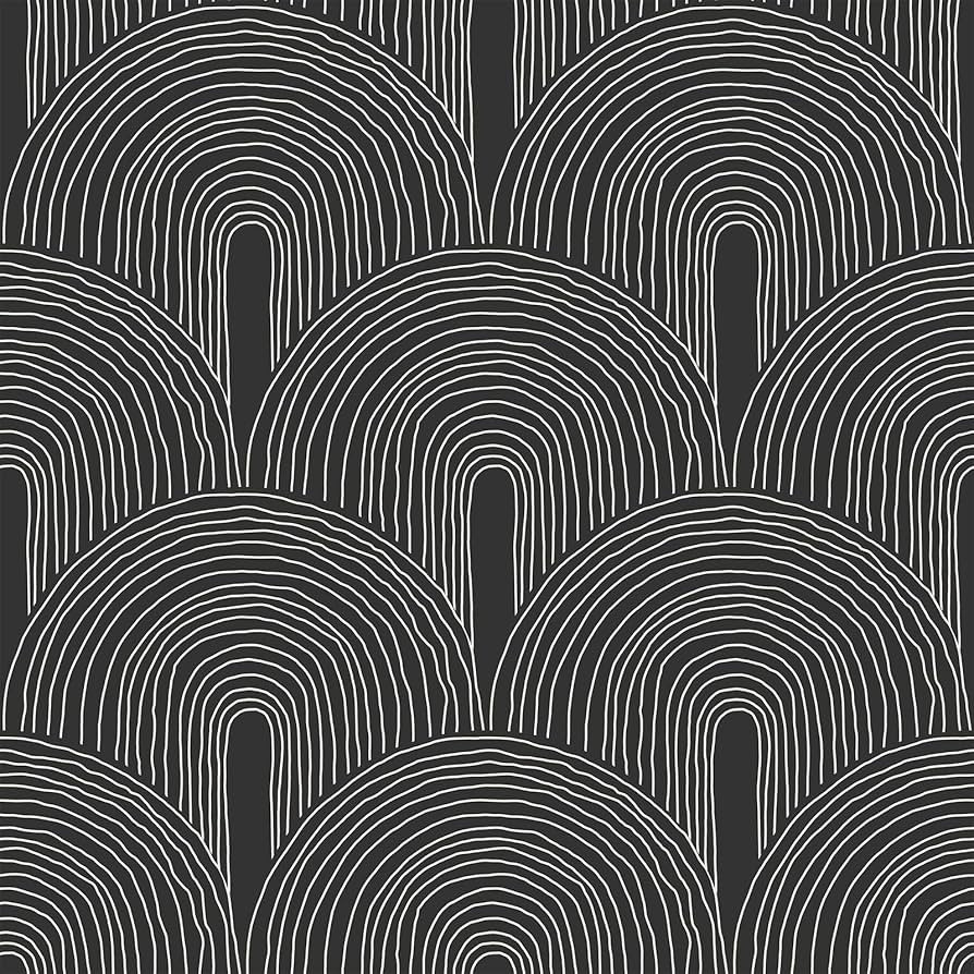 VEELIKE Boho Arcs Geometric Wallpaper Black Geometric Peel and Stick Wallpaper for Bedroom Living... | Amazon (US)