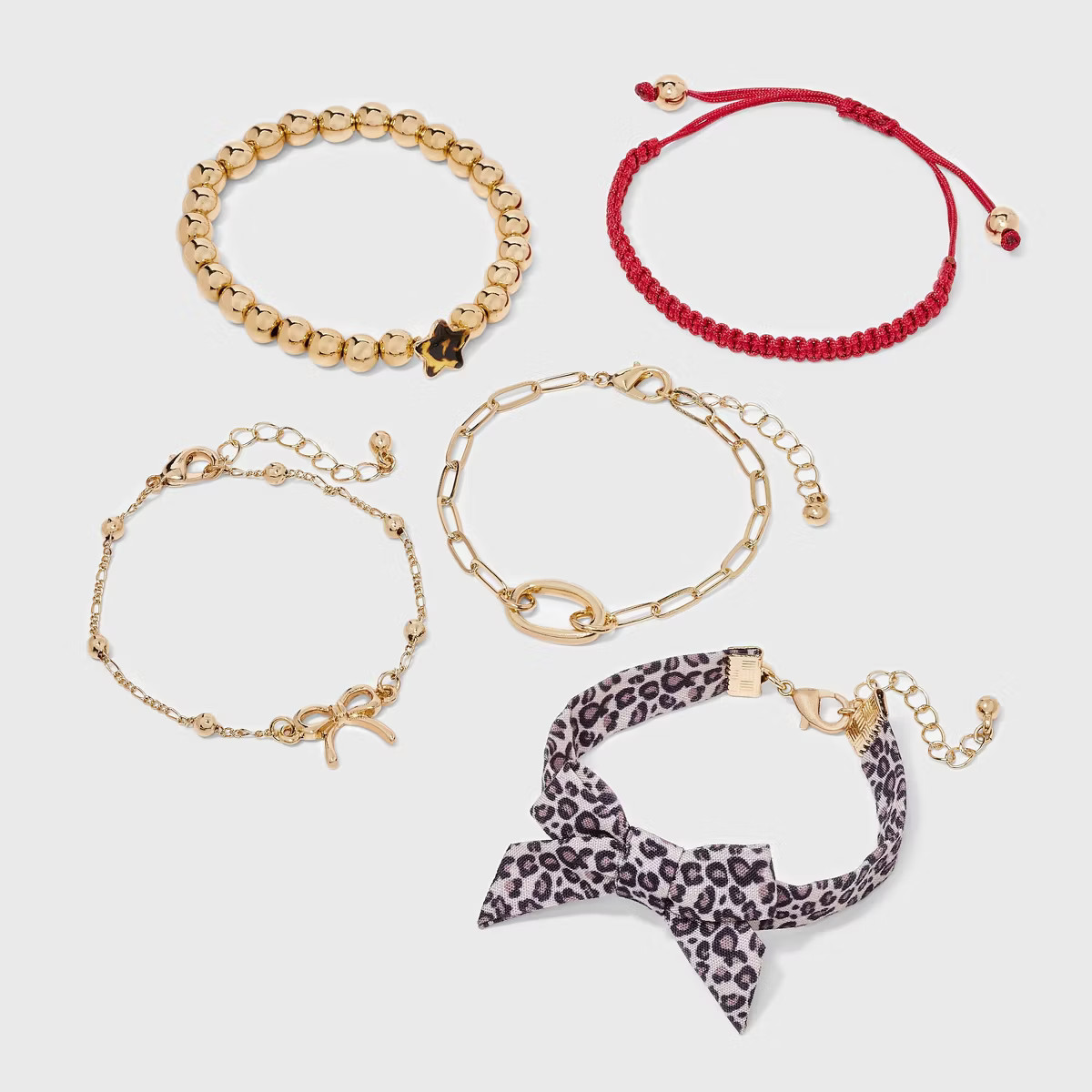 Girls' 5pk Leopard Bow Bracelet Set - art class™ | Target