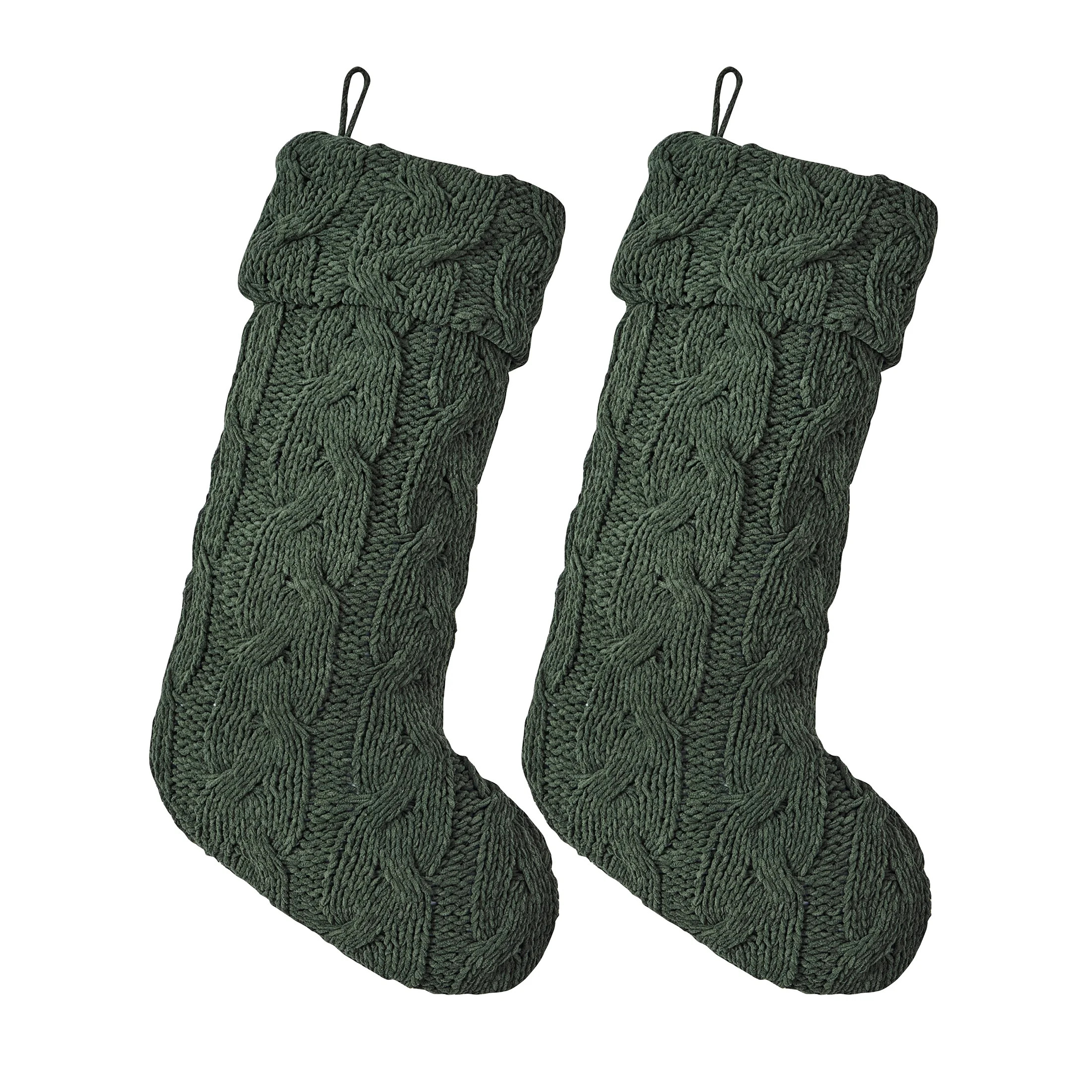 My Texas House Monte Green Cable Knit Christmas Stockings, 20" x 10" (2 Count) | Walmart (US)