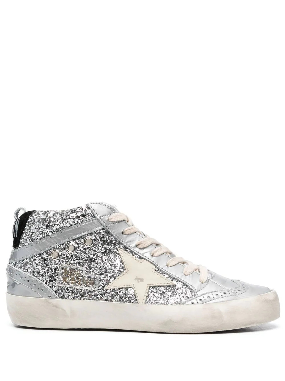 Golden Goose glittered high-top sneakers - Silver | Farfetch Global