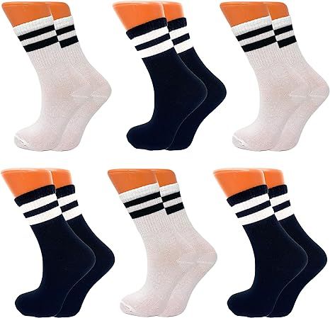 AWS/American Made Tennis Crew Socks for Women Cotton Extra Thin and Breathable 6 PAIRS | Amazon (US)