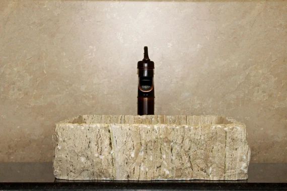 Vessel sink for bathroom stone sink vanity marble sink rustic travertine | Etsy (US)