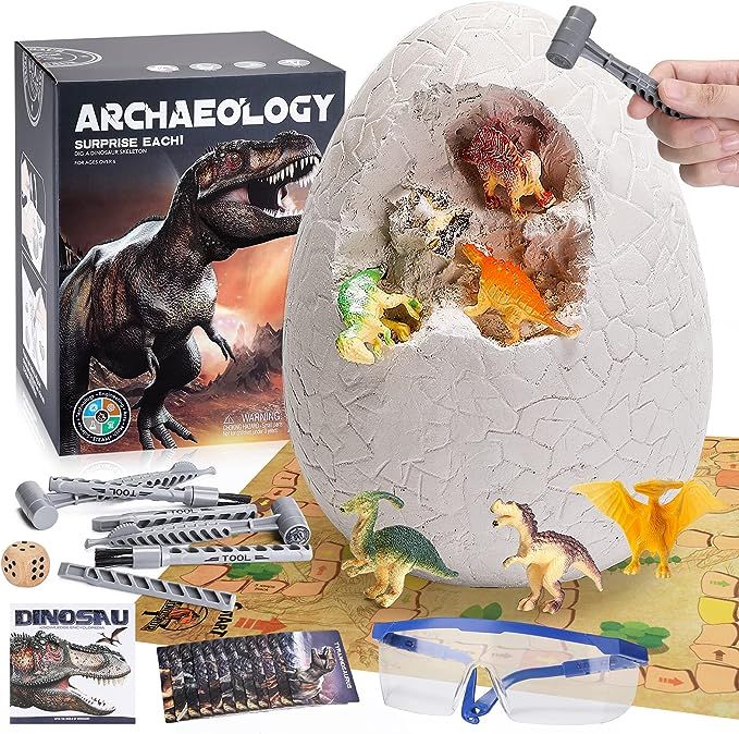 Jumbo Dino Egg Dig Kit, Dinosaur Eggs Toys with 12 Different Dinosaur Toys, Dinosaur Educational ... | Amazon (US)