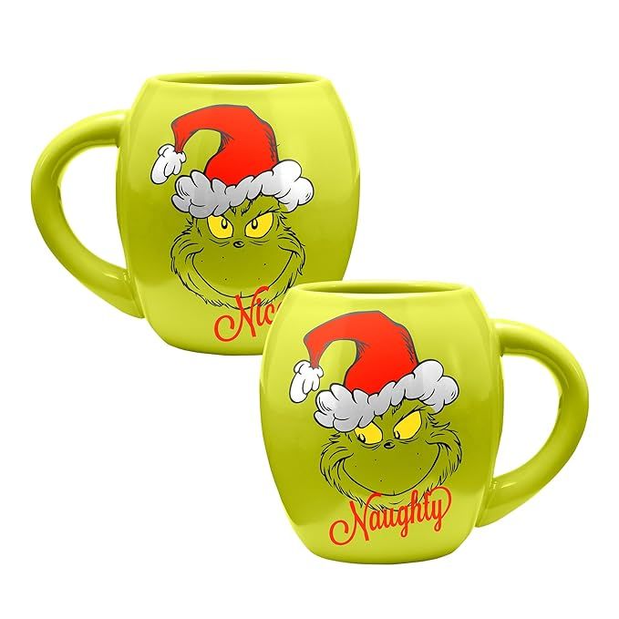 Vandor 56225 Dr. Seuss Grinchmas Naughty and Nice 18 oz. Oval Ceramic Mug | Amazon (US)