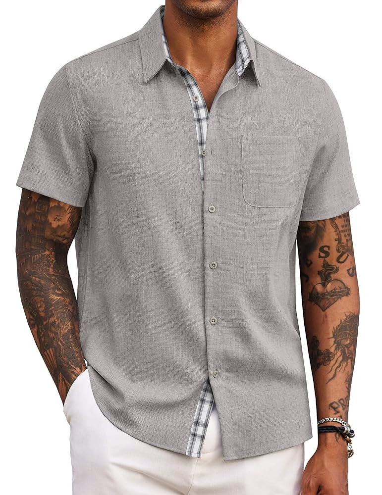 COOFANDY Camisas de manga corta con botones para hombre, camisas casuales de verano, playa, vacac... | Amazon (US)