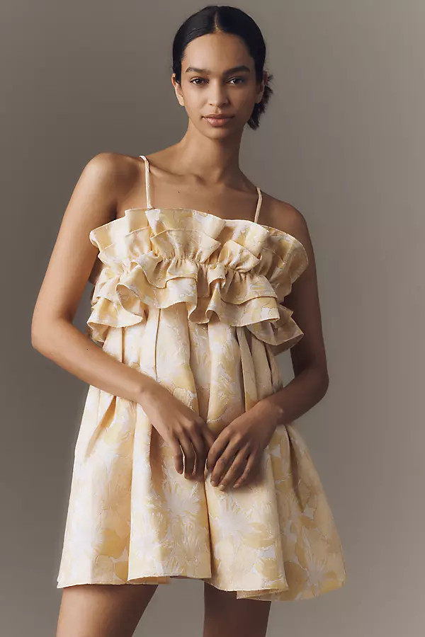 Aureta Strapless Drama Ruffle Mini Dress | Anthropologie (US)