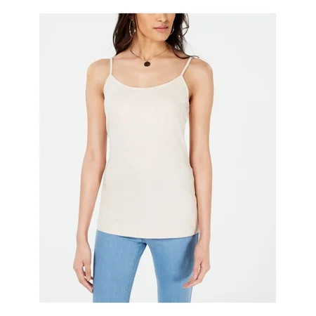 MAISON JULES Womens White Heather Spaghetti Strap Scoop Neck Tank Top Size S | Walmart (US)