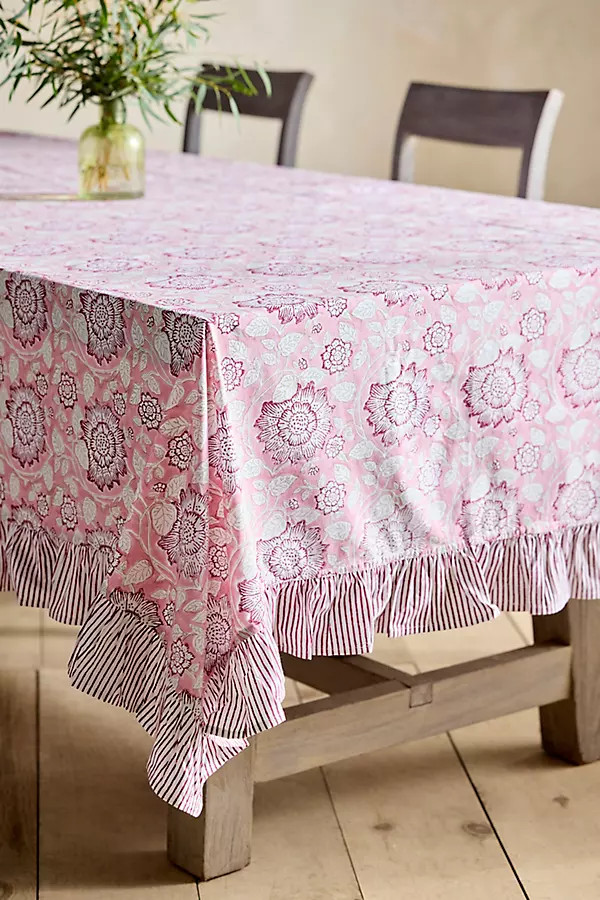 Ruffle Block Print Cotton Tablecloth | Anthropologie (US)