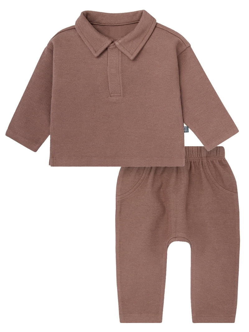 Modern Moments by Gerber Baby Boy Johnny Collar Top and Bottom Set, Sizes 0/3 Months - 24 Months | Walmart (US)