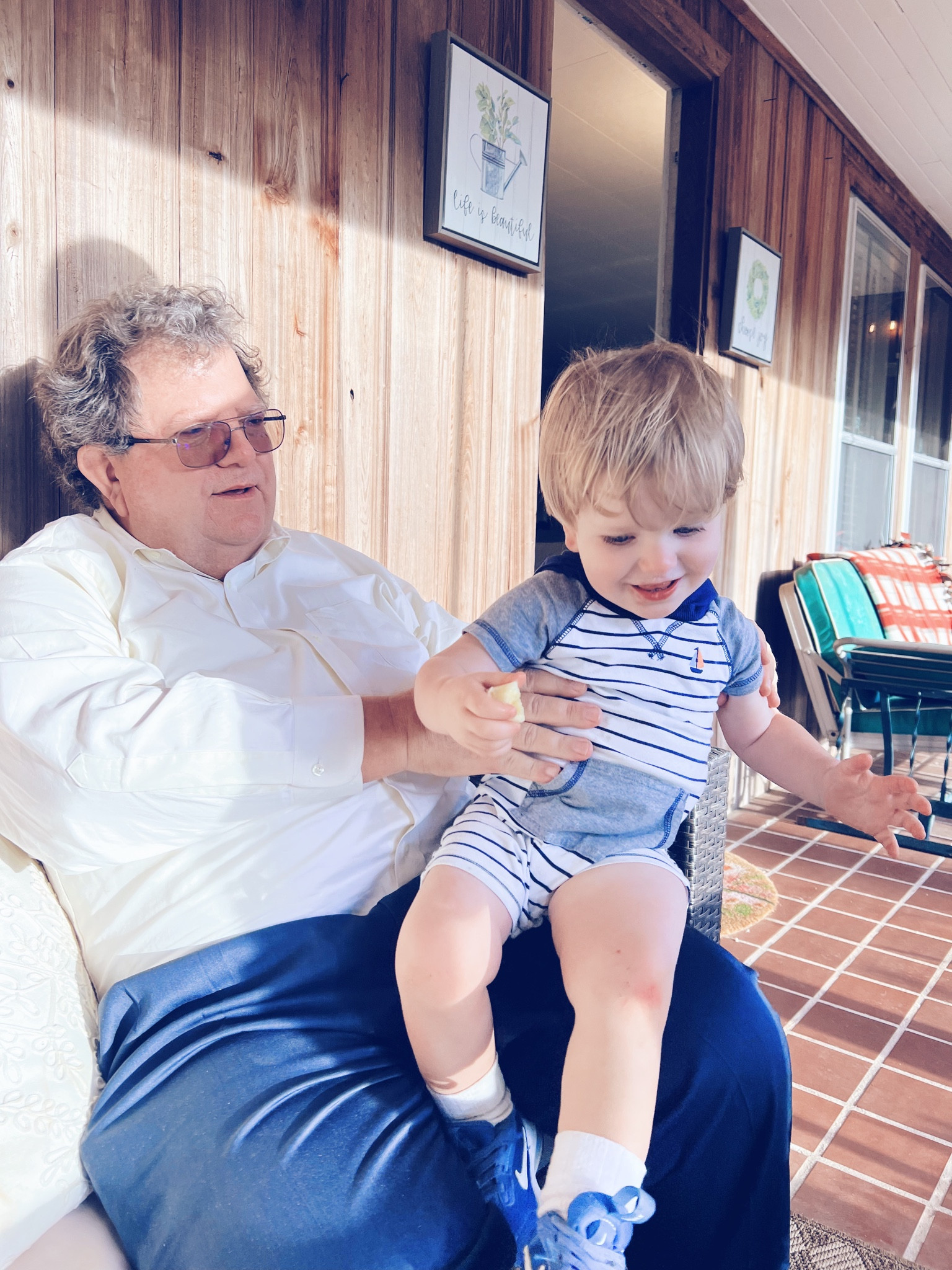 and another sweet little moment from yesterday 🫶🏽 “Papaw” (my dad 🥰) was in town for the symphony concert and got to come hang out at the house afterwards!! 🏡 my dad has so many childhood memories here (his grandparent’s house - he said they spent every Sunday here growing up 🥹), and i know it’s so special getting to 
see little Judson getting to spend a good 
bit of his childhood here now, too!! 🤍