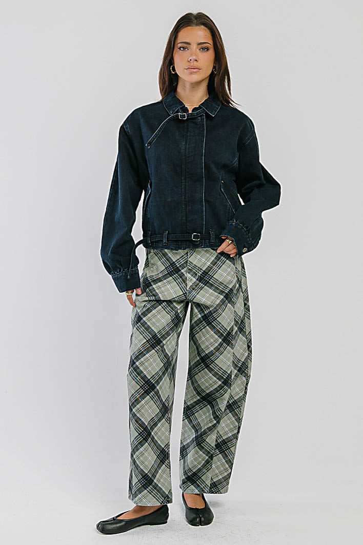 Mila High Rise Plaid Barrel Jeans | Böhme US