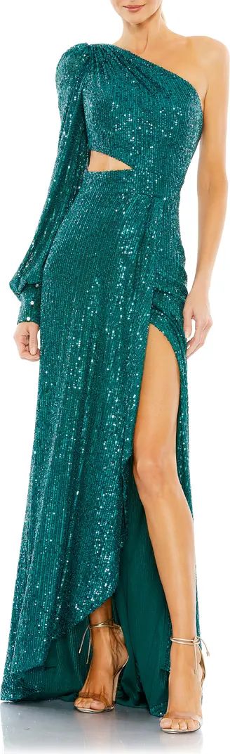 Sequin Cutout One-Shoulder Gown | Nordstrom