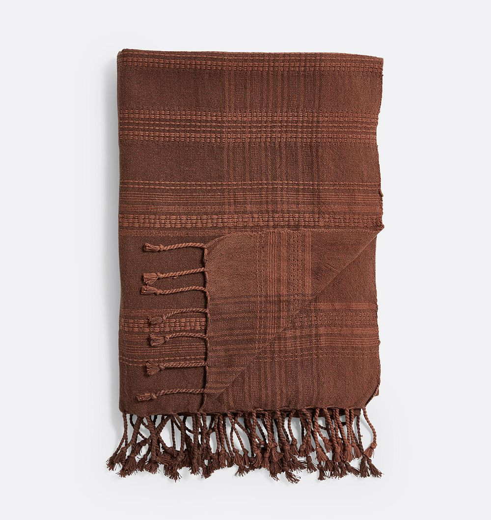 Woven Dobby Linen Throw, 56"" x 72"" - Brick | Rejuvenation