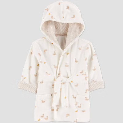Carter's Just One You®️ Baby Duck Robe - Gray: Midweight Cotton Polyester Bath Wrap, Animal Pa... | Target