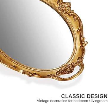 OMIRO Decorative Wall Mirror, Vintage Carved Hanging Mirrors for Bedroom Living-Room Dresser Deco... | Amazon (US)