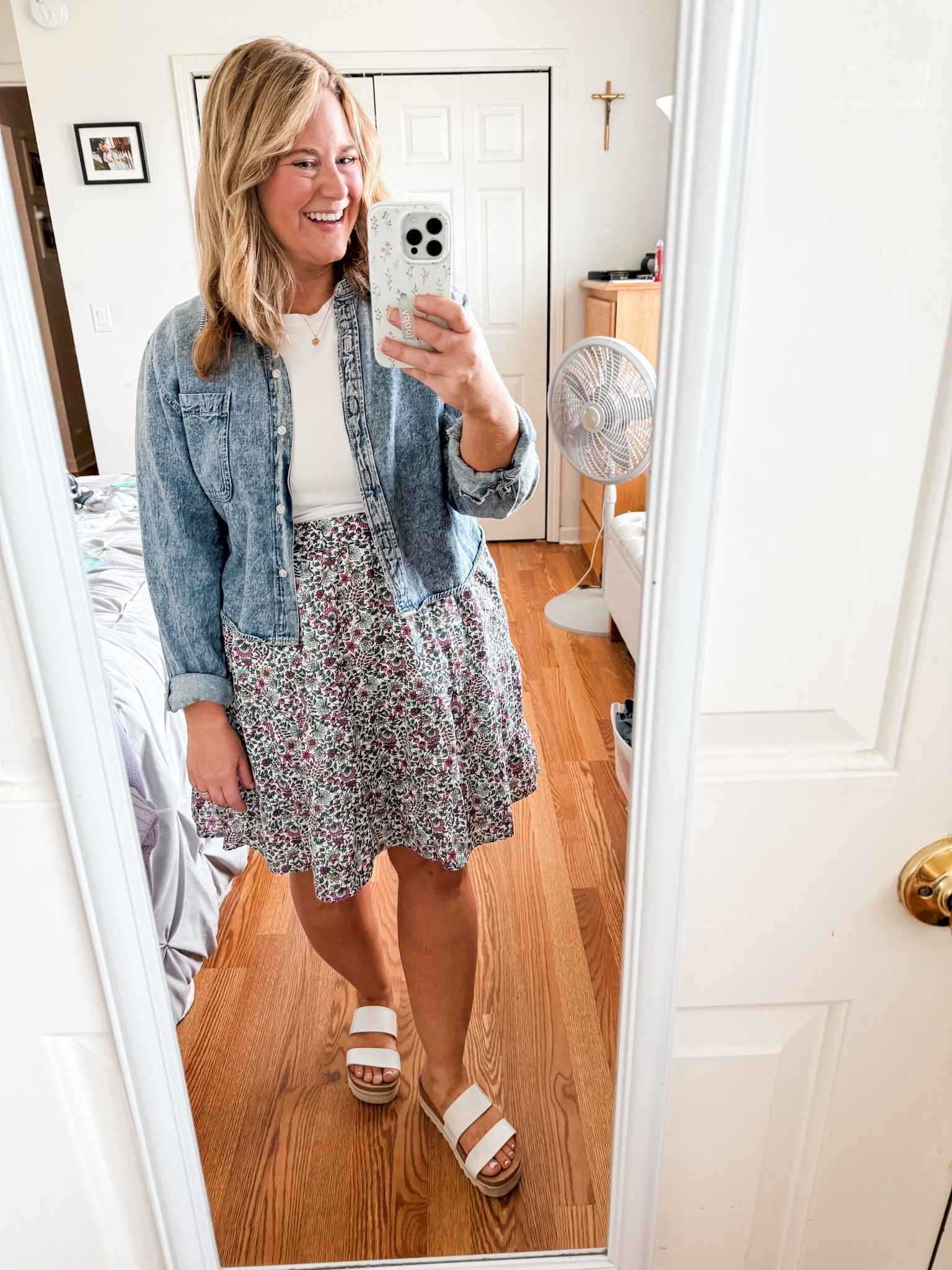 Love this skirt!  I’m wearing an XL but could have done a large.  Such a pretty pattern and a great teacher outfit.  Denim shirt is older so linked similar 

#LTKMidsize #LTKSeasonal #LTKFindsUnder50