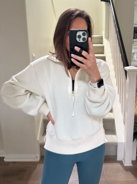Quick lunch date outfit! Size small in this fleece pullover with my favorite ribbed leggings! 

#LTKover40 #LTKfitness #LTKfindsunder100
