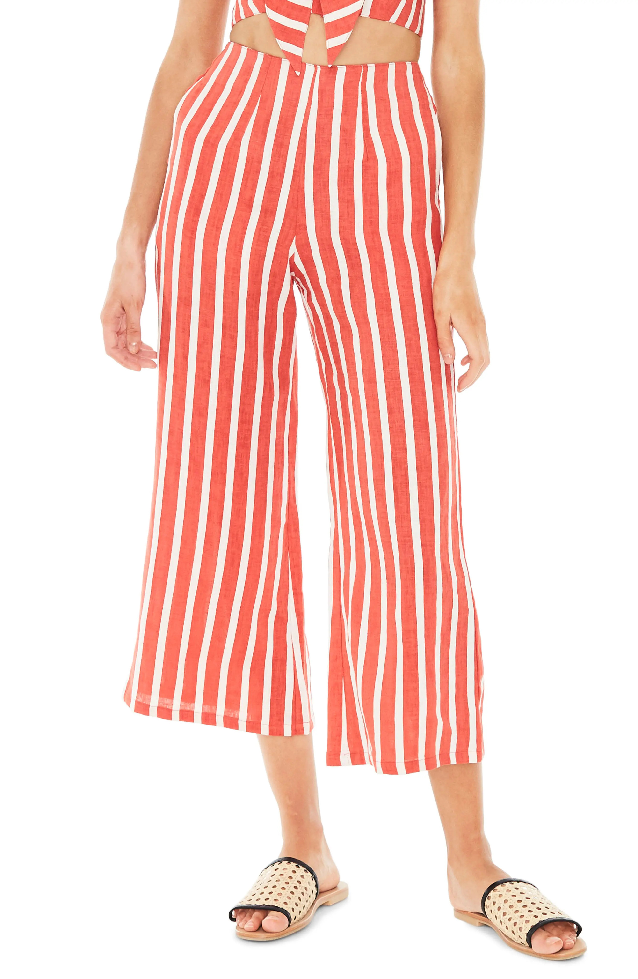 FAITHFULL THE BRAND Tomas Stripe Linen Wide Leg Pants | Nordstrom