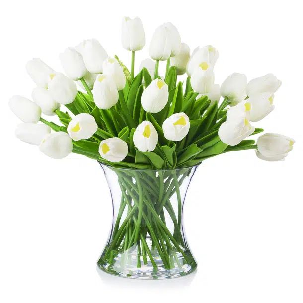 Real Touch Tulip Floral Arrangement in Vase | Wayfair North America