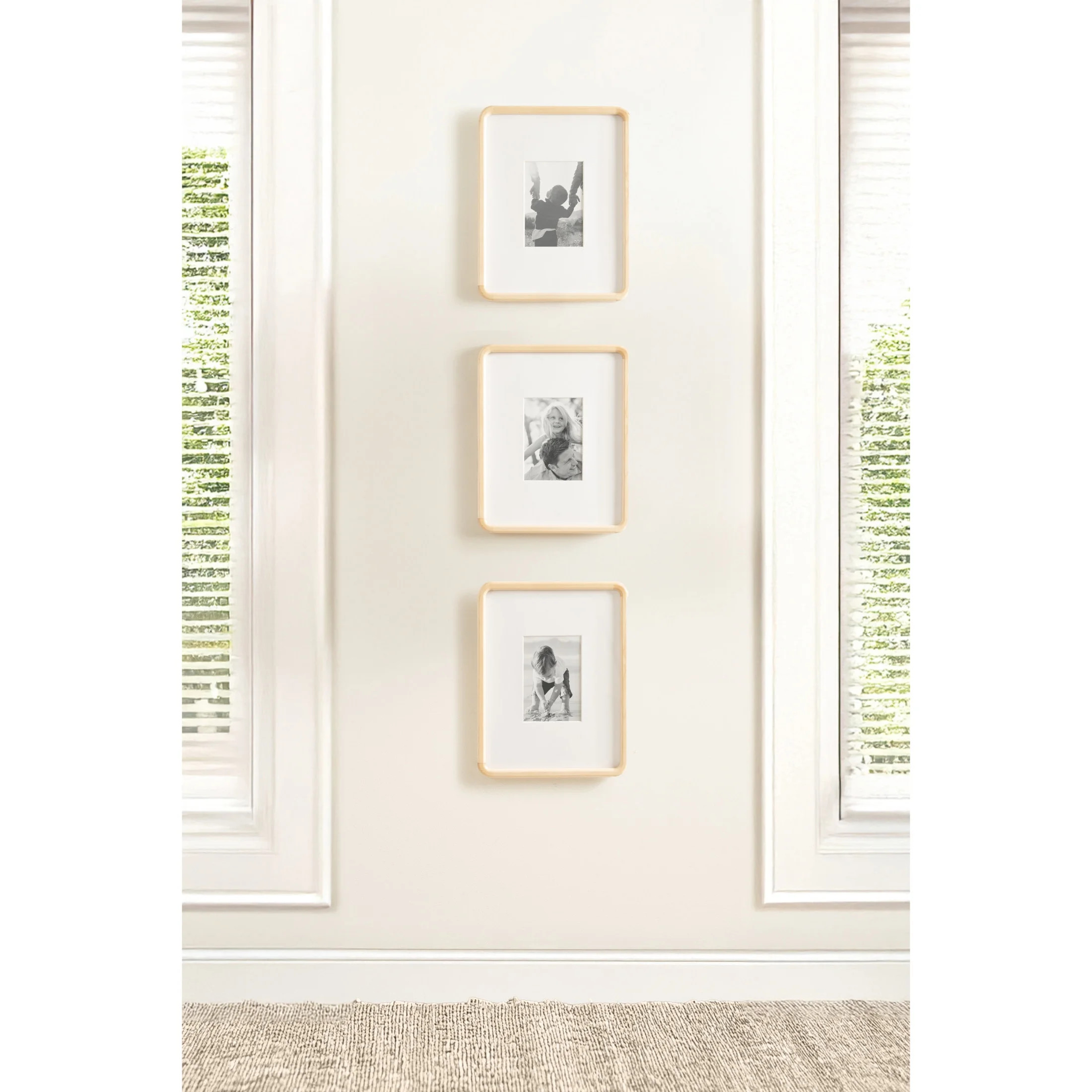 Kate and Laurel Inglewood Modern Wall Picture Frame Set of 3, 11x14 matted to 5x7, Natural Wood, ... | Walmart (US)