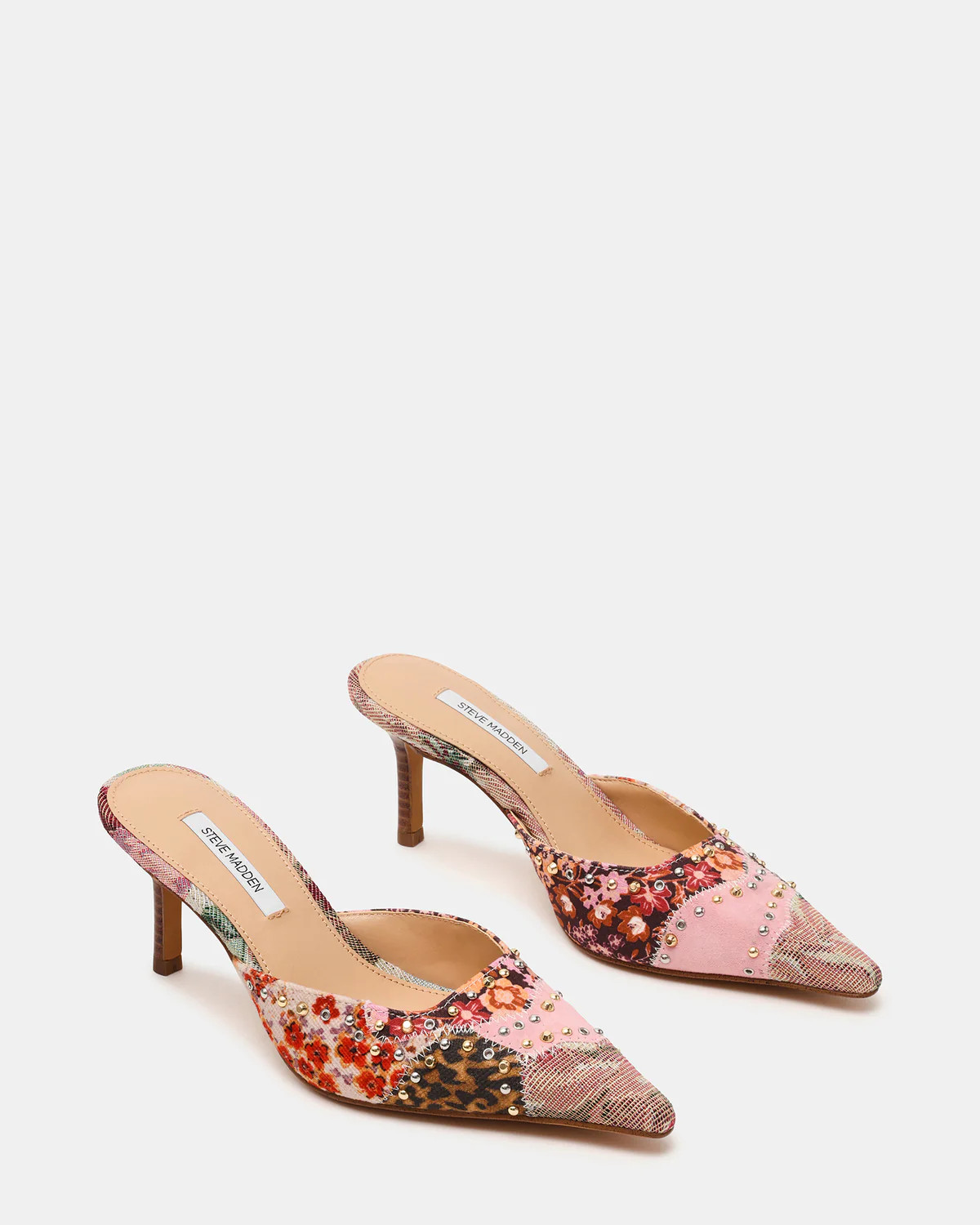 ALEXI Pink Multi Studs Pointed-Toe Mule Women's Heel | Steve Madden (US)