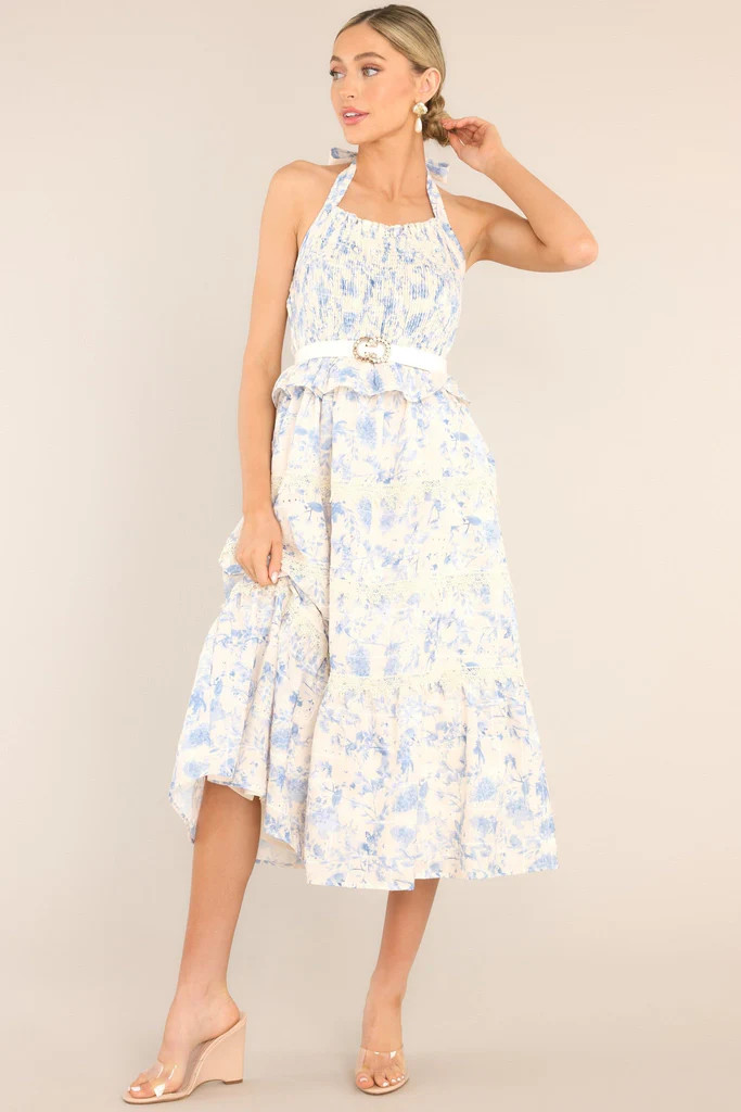 Power Inside Me Blue & Ivory Midi Dress | Red Dress