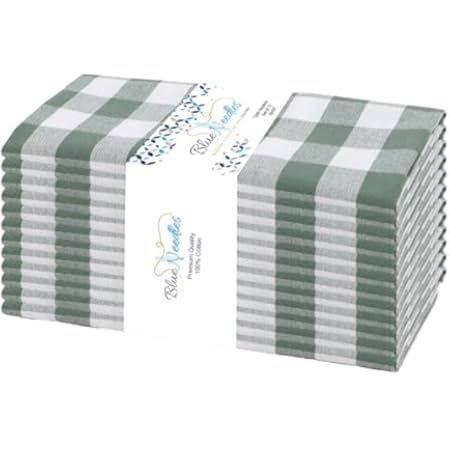 Urban Villa Dinner Napkins Buffalo Checks Cloth Napkins Set of 12 Hunter/White Color Checks 100% ... | Amazon (US)