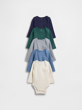Baby First Favorites Softspun Waffle Pocket Bodysuit (5-Pack) | Gap (US)
