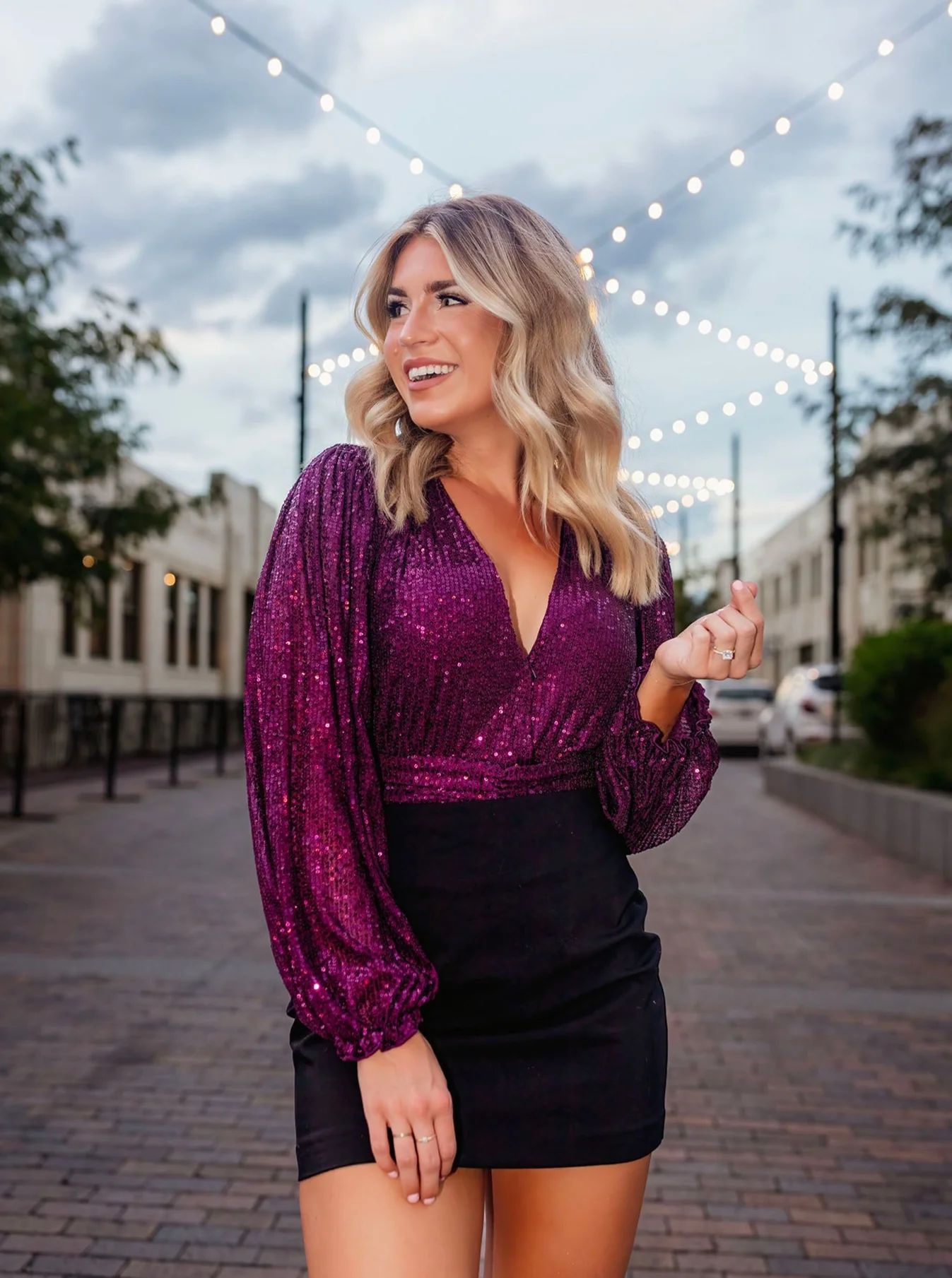 Shine Tonight Purple Sequin Bodysuit | EmmyLou Boutique