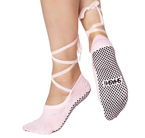 SHASHI Ballet Tie Grip Socks for Women – Non Slip Socks – Socks with Grips for Women – Velvet Ribbon Socks – Grip Socks | Amazon (US)