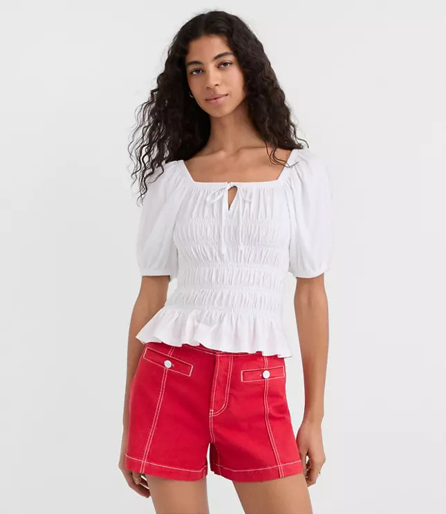 Smocked Puff Sleeve Top | LOFT
