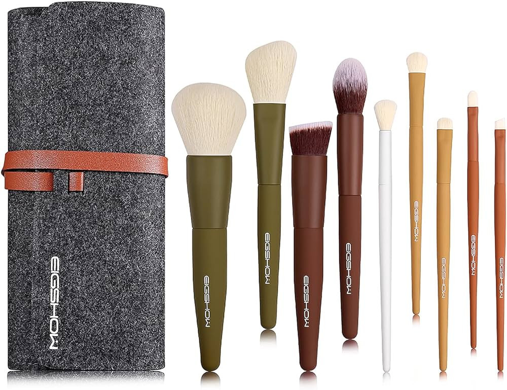 Makeup Brushes, EIGSHOW 5 Colors Essential Kabuki Makeup Brush Set with Ultra-soft Synthetic Fibe... | Amazon (US)