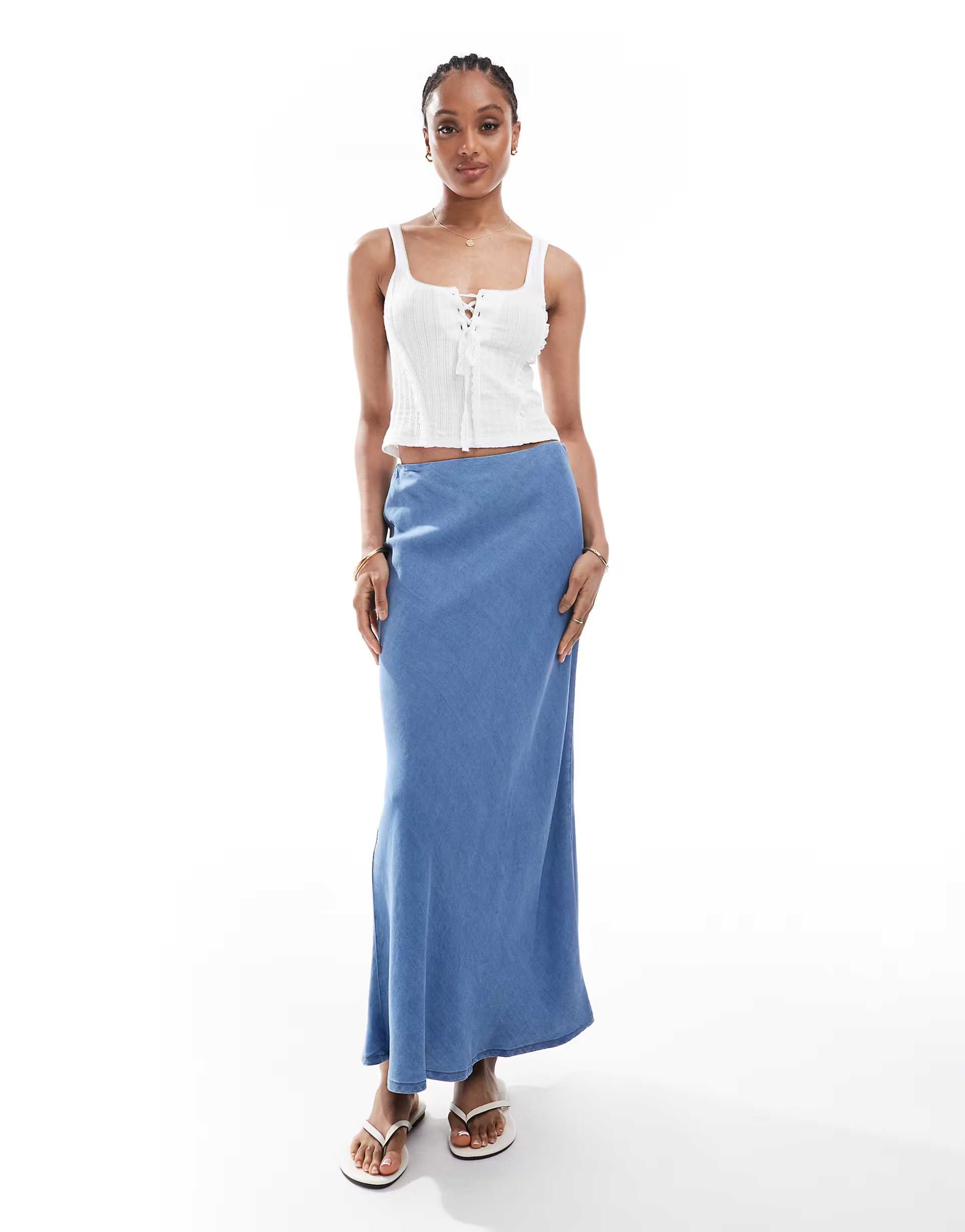 ONLY Tall chambray maxi skirt in mid blue | ASOS (Global)