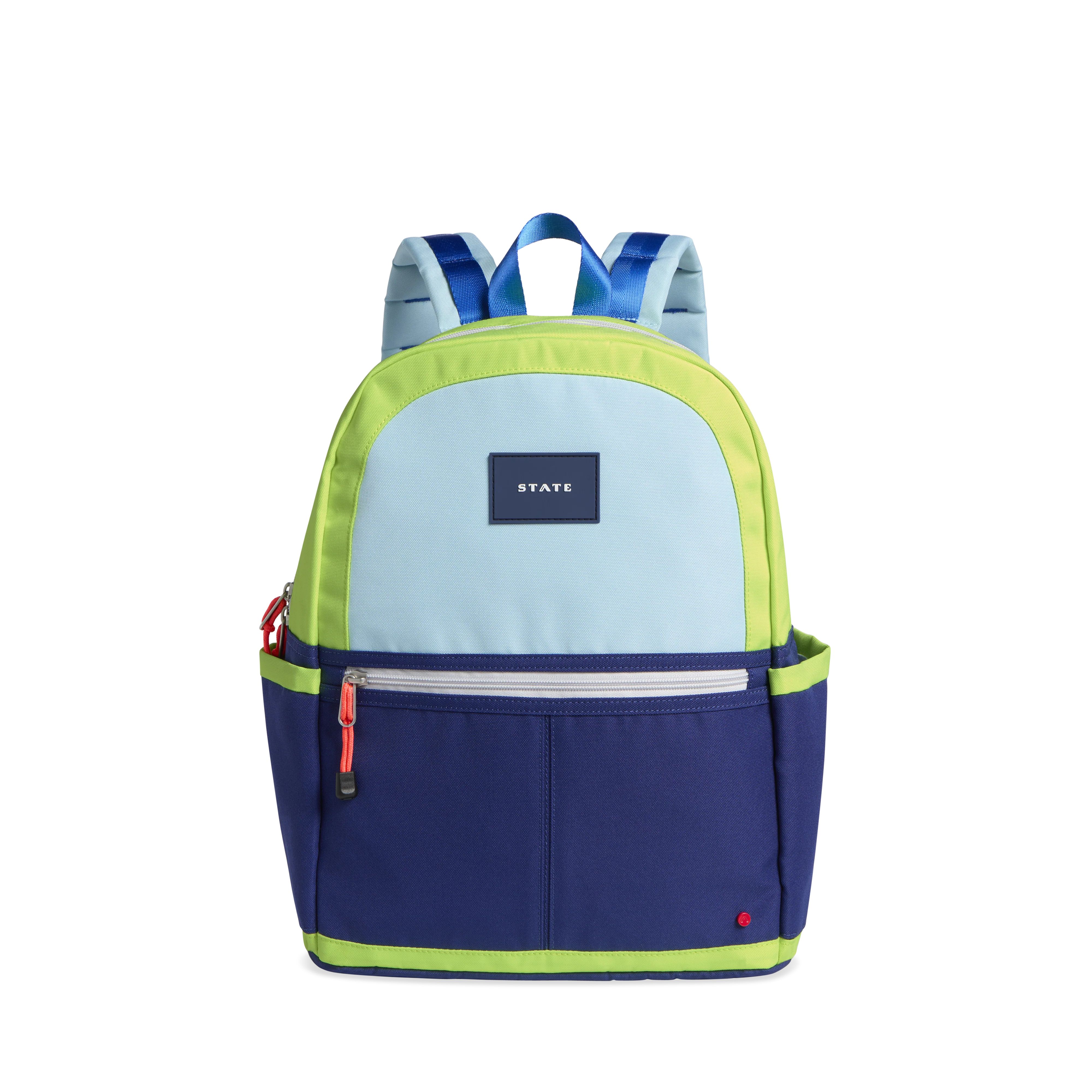 Kane Kids Double Pocket Backpack Color Block Navy/Neon | STATE Bags
