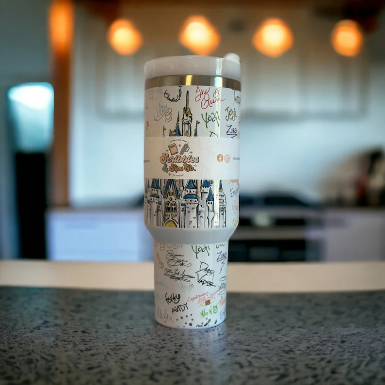 40oz Magical Character Signatures Tumbler, With handle and straw, Disney World,  Sublimation Tumb... | Etsy (US)