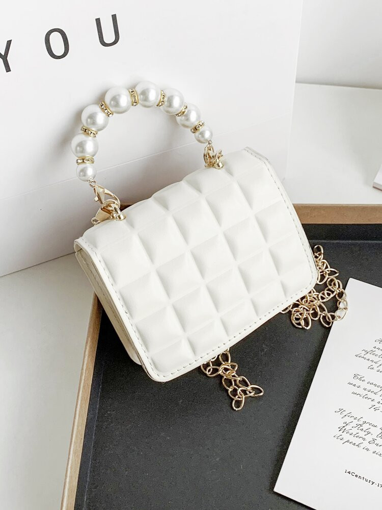 Girls Quilted Faux Pearl Handle Chain Bag | SHEIN