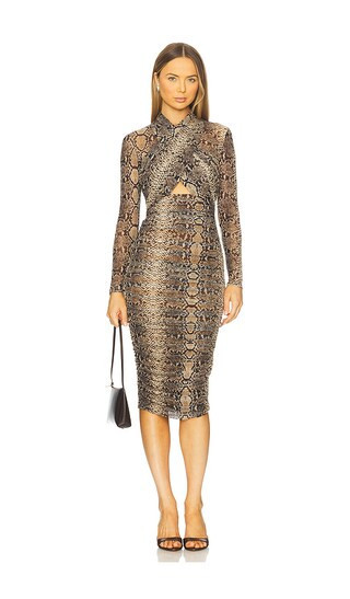 Bardot Aliyah Printed Midi Dress in Grey. - size S | Revolve Clothing (Global)