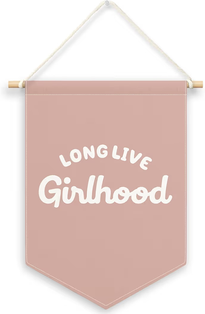 Long Live Girlhood Banner Canvas, Boho Pink Girly Kids Room Decor, Preppy Pennant Flag Sign Hangi... | Amazon (US)