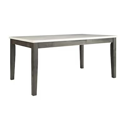 ACME FURNITURE Merel White Marble and Gray Oak Traditional Dining Table, Marble with Wood Base | Lowe's