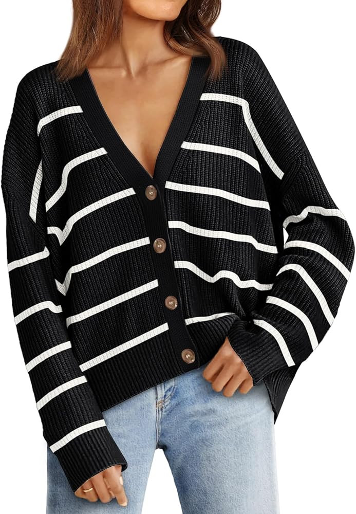 LILLUSORY Women's Cardigan Sweaters 2023 Fall Oversized Open Front Button V Neck Lightweight Card... | Amazon (US)