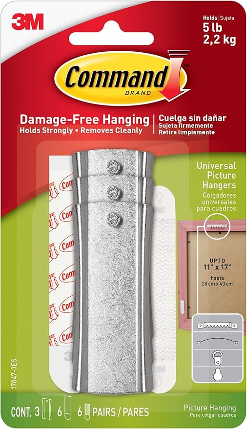 Command 5 lb Universal Picture Hanger, 3 Frame Hangers, 6 Command Strips and 6 Frame Stabilizer S... | Amazon (US)